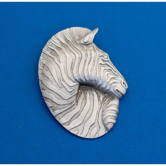 Vintage Silver Zebra Brooch by JJ - D29 - Picture 1 of 2